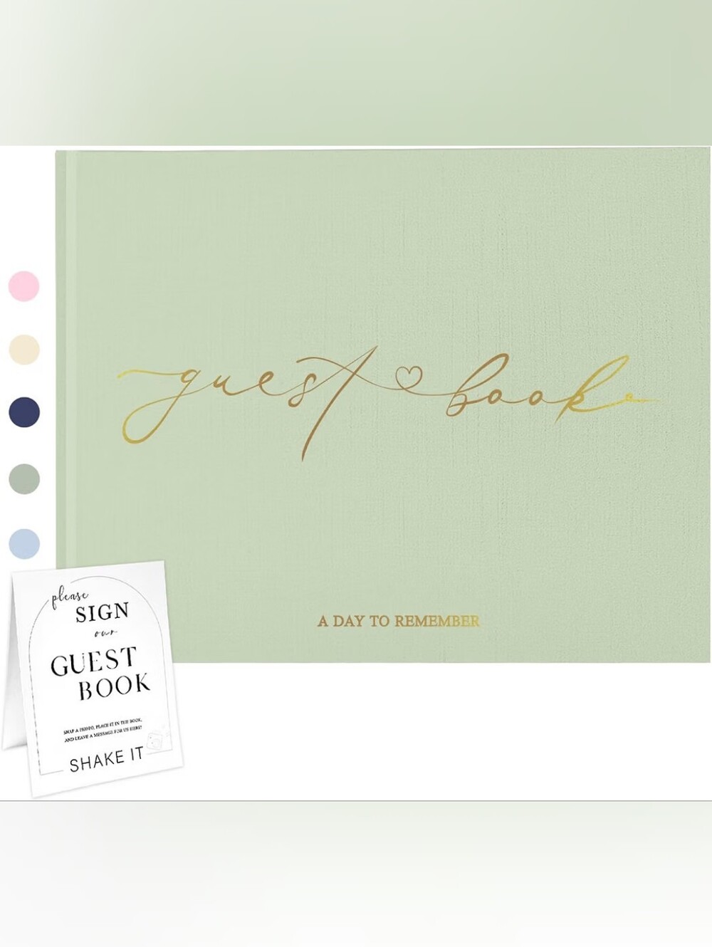 Guest Book - Sage Green Hardcover with Gold Foil